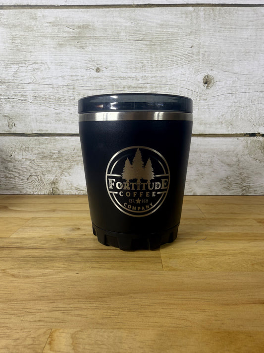 brutrek camp cup 8 oz black with fortitude logo