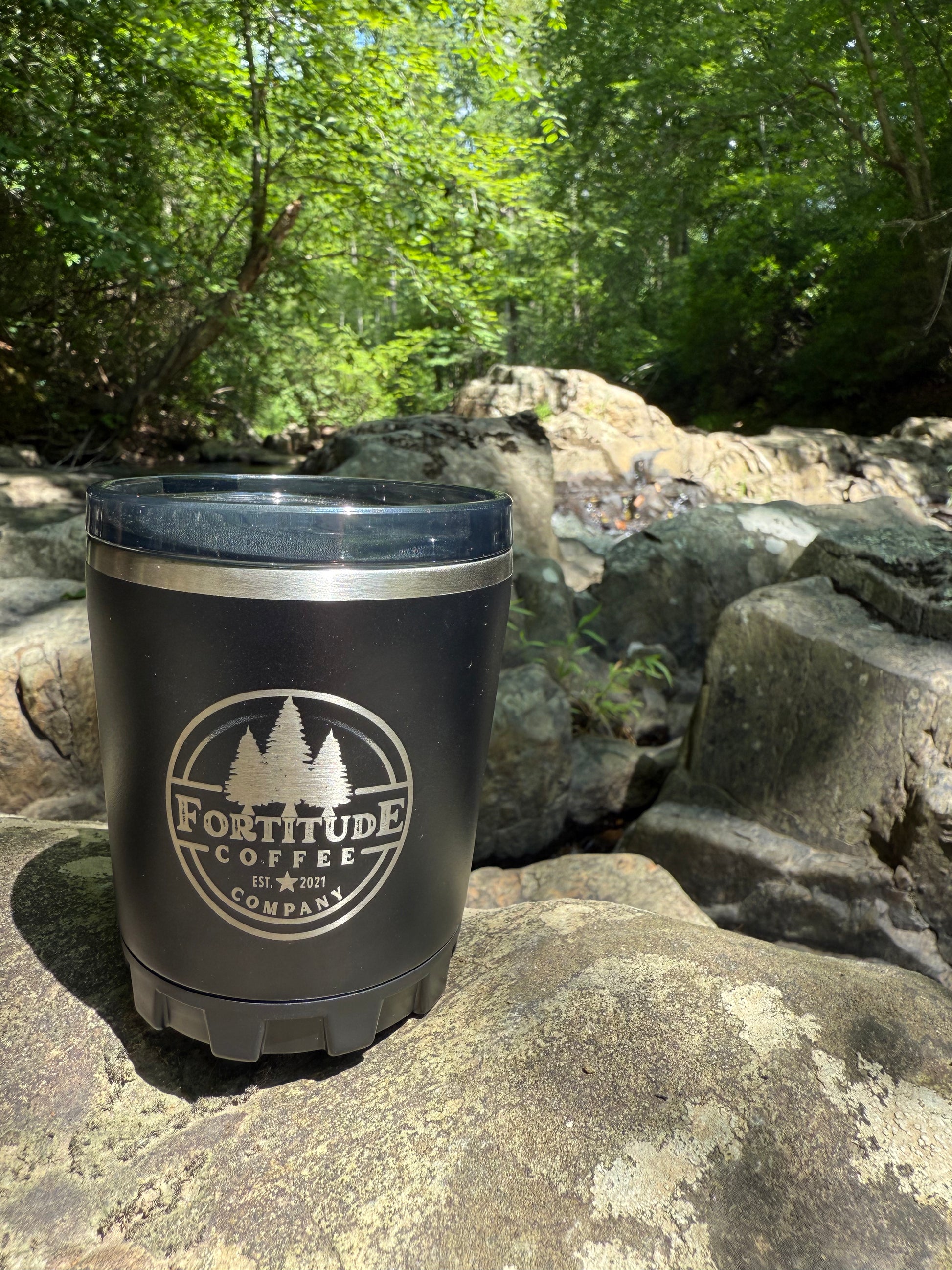 fortitude camp cup on the rocky trail hike
