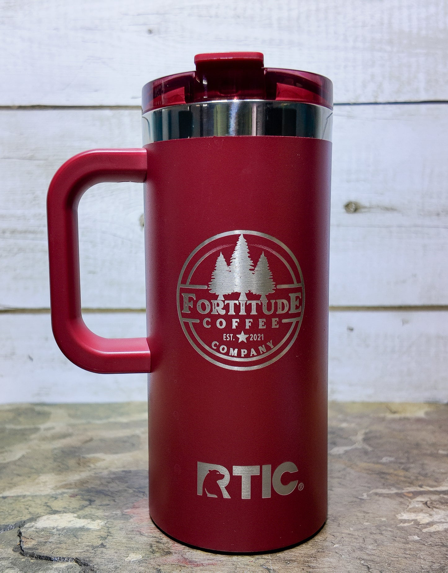 black cherry rtic fortitude logo mug