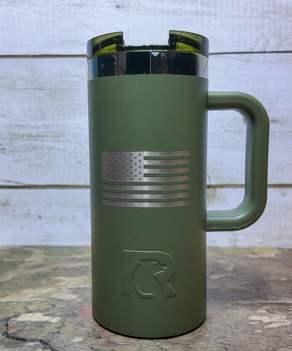 olive green back with american flag