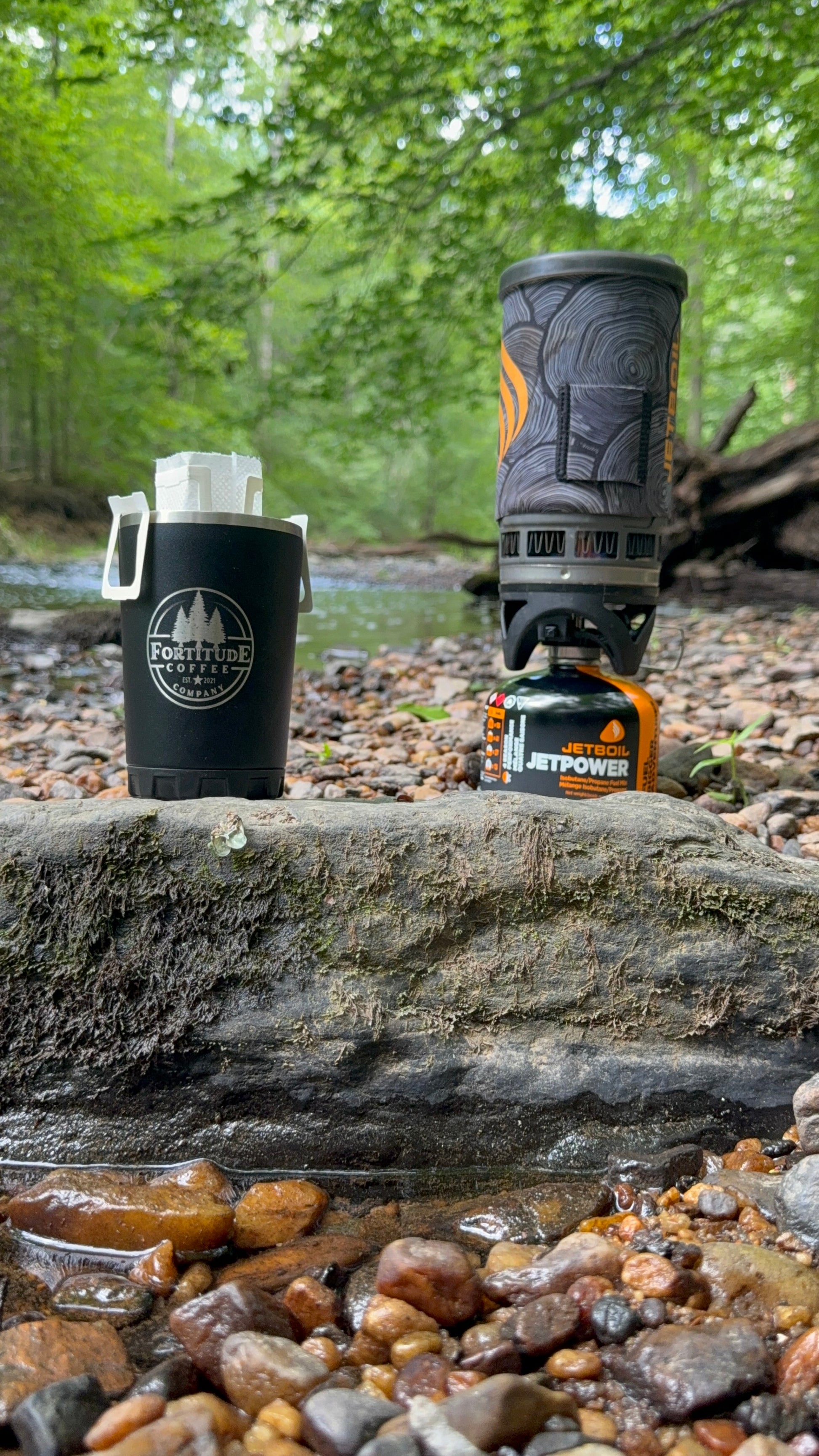 brewing on the trail with a fortitude camp cup and pour over
