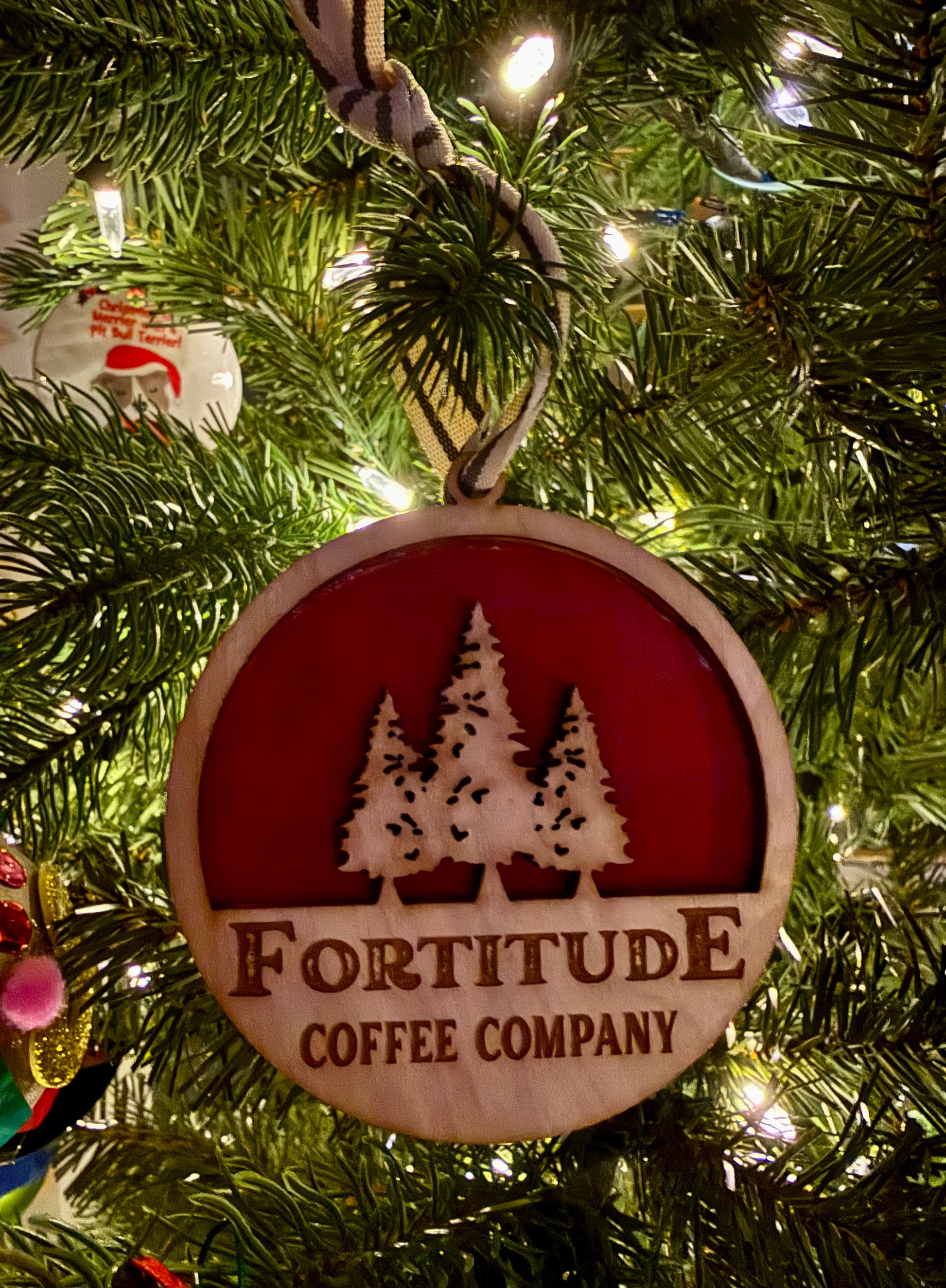 laser engraved wood fortitude ornament